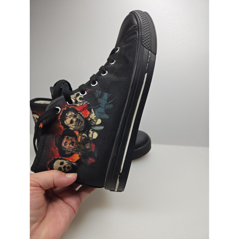 Halloween Horror Movie Legends Black Canvas High Top Sneakers Freddy Jason M7 W9 - Picture 8 of 12